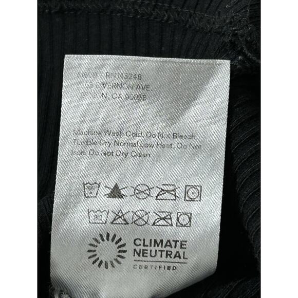 Reformation Women’s M Ribbed Knit Scoop Neck Long Sleeve Crop Top Black Tencel - Picture 6 of 7